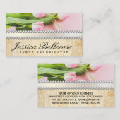 Roze bloemen | Pearls Ribbon Visitekaartje (Voorkant / Achterkant)