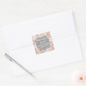 Roze Bloemen Pensioen Partij voor Label (Envelop)