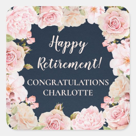 Roze Bloemen Pensioen Partij voor Label (Voorkant)