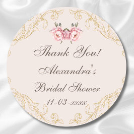 Roze Bloemen Peony  Vrijgezellenfeest Dank u Ronde Sticker