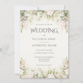 Roze Bloemen Peony Waterverf bruiloft Kaart (Voorkant)