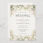 Roze Bloemen Peony Waterverf bruiloft Kaart (Voorkant / Achterkant)