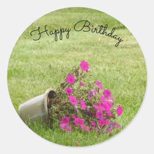 Roze bloemen *personalize* ronde sticker (Voorkant)