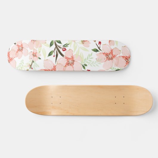 Roze bloemen persoonlijk skateboard (Horizontaal)