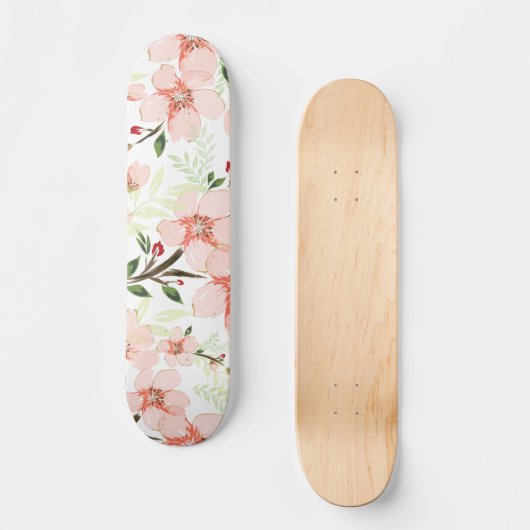 Roze bloemen persoonlijk skateboard (Voorkant)
