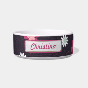 Roze Bloemen Pet Food Bowl Voerbakje