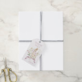 Roze Bloemen Peter de Konijn Monogram Baby shower Cadeaulabel (Met Touw)