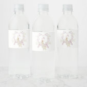 Roze Bloemen Peter de Konijn Monogram Baby shower Waterfles Etiket (Flessen)