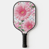 Roze bloemen pickleball paddle (Voorkant)
