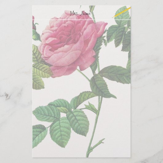 Roze bloemen, Pierre Joseph Redouté Briefpapier (Voorkant)