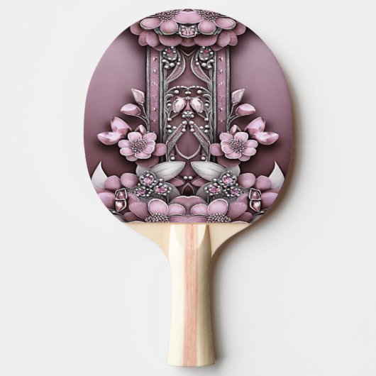 Roze Bloemen Ping Pong Paddle Tafeltennisbatje (Voorkant)