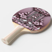 Roze Bloemen Ping Pong Paddle Tafeltennisbatje (Voorkant Gekanteld)