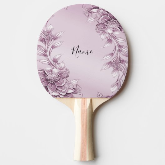 Roze Bloemen Ping Pong Paddle Tafeltennisbatje (Voorkant)