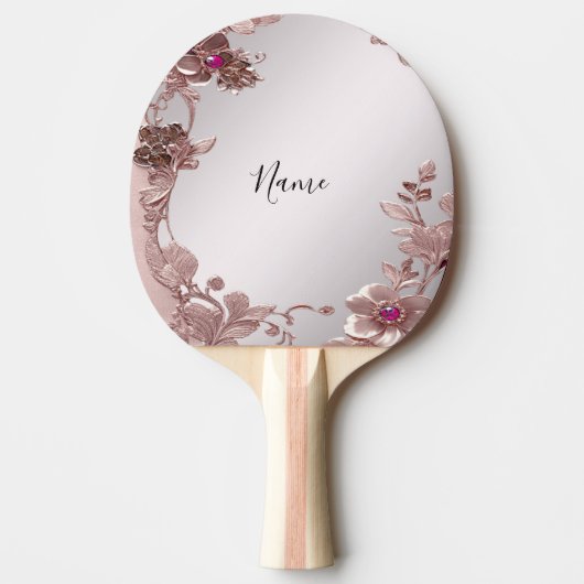 Roze Bloemen Ping Pong Paddle Tafeltennisbatje (Voorkant)