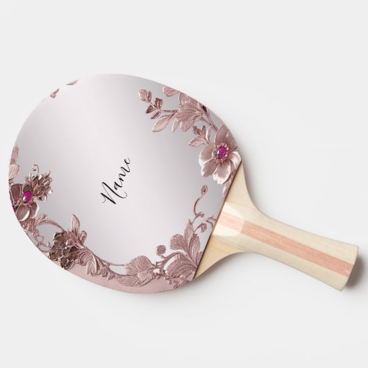 Roze Bloemen Ping Pong Paddle Tafeltennisbatje (Zijkant)