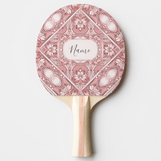 Roze Bloemen Ping Pong Paddle Tafeltennisbatje (Voorkant)