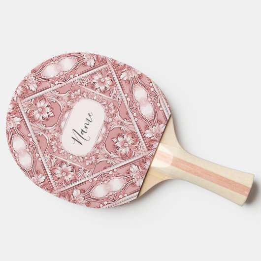 Roze Bloemen Ping Pong Paddle Tafeltennisbatje (Zijkant)