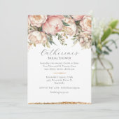 Roze Bloemen Pioen Goud Vrijgezellenfeest Kaart (Staand voorkant)