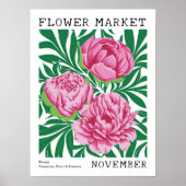 Roze Bloemen Pioen November Geboorte Bloem Markt Poster (Voorkant)