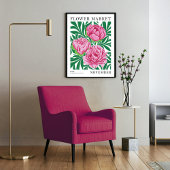Roze Bloemen Pioen November Geboorte Bloem Markt Poster
