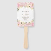 Roze Bloemen Pioen Roos Trouwprogramma Fan Handwaaier (Voorkant)