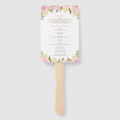 Roze Bloemen Pioen Roos Trouwprogramma Fan Handwaaier (Achterkant)