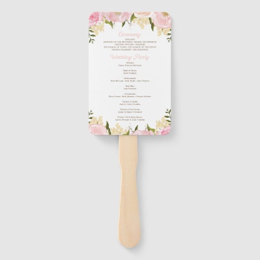 Roze Bloemen Pioen Roos Trouwprogramma Fan Handwaaier