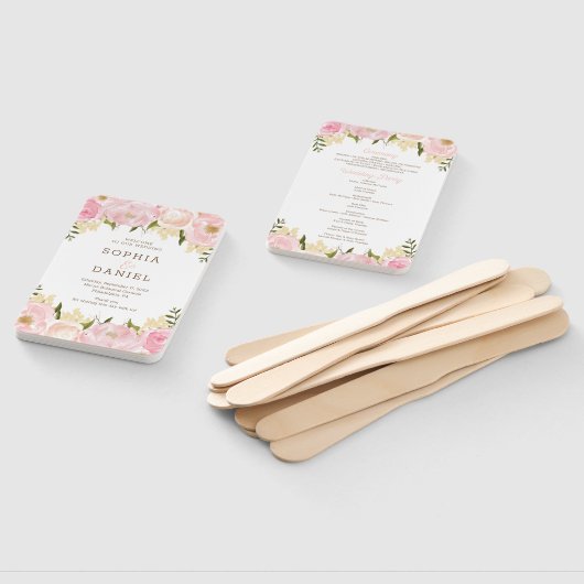 Roze Bloemen Pioen Roos Trouwprogramma Fan Handwaaier (Niet-gemonteerd)