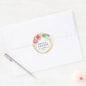 Roze Bloemen Pioen Vrijgezellenfeest Favor Seal Ronde Sticker (Envelop)