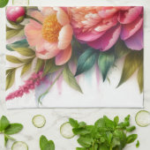 Roze Bloemen pioenen  keukenhanddoeken (Gevouwen)