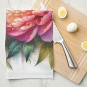 Roze Bloemen pioenen  keukenhanddoeken (Quarter Fold)