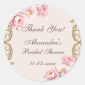 Roze Bloemen pioenroos  Vrijgezellenfeest Dank u Ronde Sticker (Voorkant)