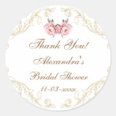 Roze Bloemen pioenroos  Vrijgezellenfeest Dank u Ronde Sticker (Voorkant)