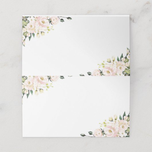 Roze bloemen plaatskaarten gevouwen plaatskaartje (Buitenkant ongevouwen)