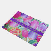 ROZE BLOEMEN PLATTE TEKST DEURMAT (Schuin)