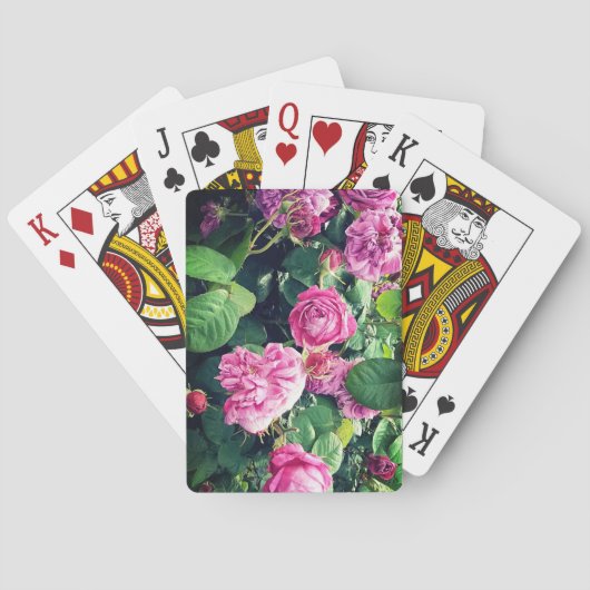 Roze bloemen pokerkaarten (Achterkant)