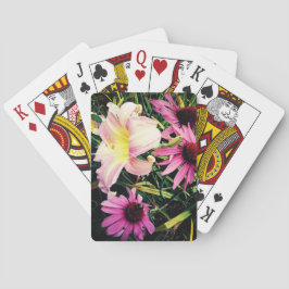 Roze bloemen pokerkaarten