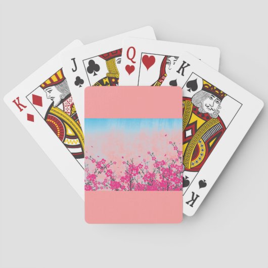 Roze bloemen pokerkaarten (Achterkant)