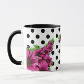  roze bloemen Polka Dot Mok (Links)