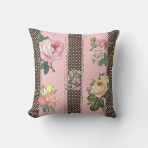 Roze Bloemen Polka Dot Omkeerbaar Decoratief Kusse Kussen