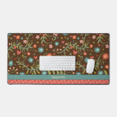 Roze Bloemen Polka Dot Patroon Boho Naam Quote Bureaumat (Keyboard & Muis)