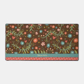 Roze Bloemen Polka Dot Patroon Boho Naam Quote Bureaumat (Voorkant)