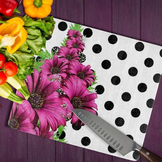 roze bloemen Polka Dot Snijplank