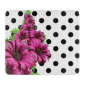 roze bloemen Polka Dot Snijplank (Voorkant)