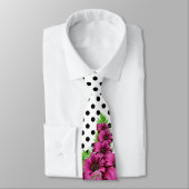 roze bloemen Polka Dot Stropdas (Gebonden)