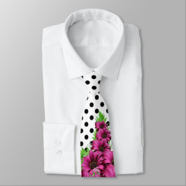  roze bloemen Polka Dot Stropdas