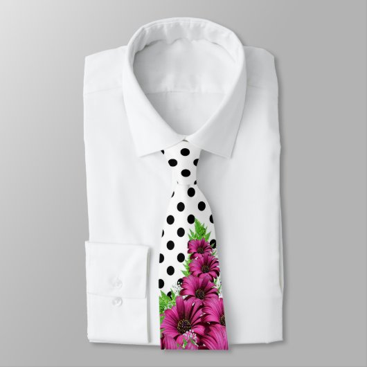  roze bloemen Polka Dot Stropdas (Gebonden)