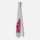  roze bloemen Polka Dot Stropdas (Voorkant)
