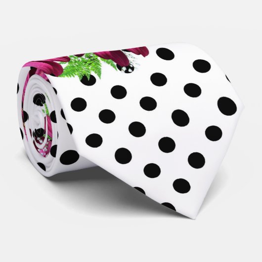  roze bloemen Polka Dot Stropdas (Opgerold)