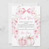 Roze Bloemen Pompoen Baby shower Dank u kaart (Voorkant)